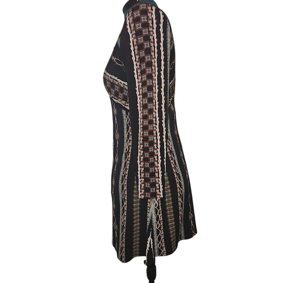 Free People Stella Mini Dress Womens *Medium Black Long Sleeve Boho Mock neck - Picture 4 of 7